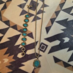 Turquoise and Gold Jewelry Set